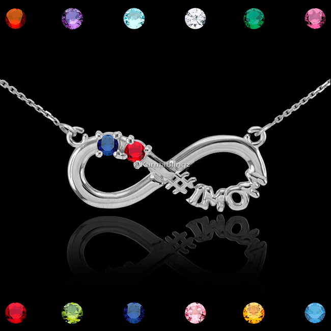 Sterling Silver Infinity #1 MOM Dual Birthstone CZ Necklace