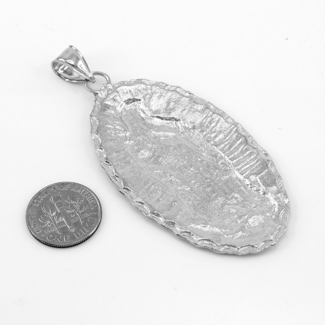 Sterling Silver Our Lady Of Guadalupe Extra Large Pendant