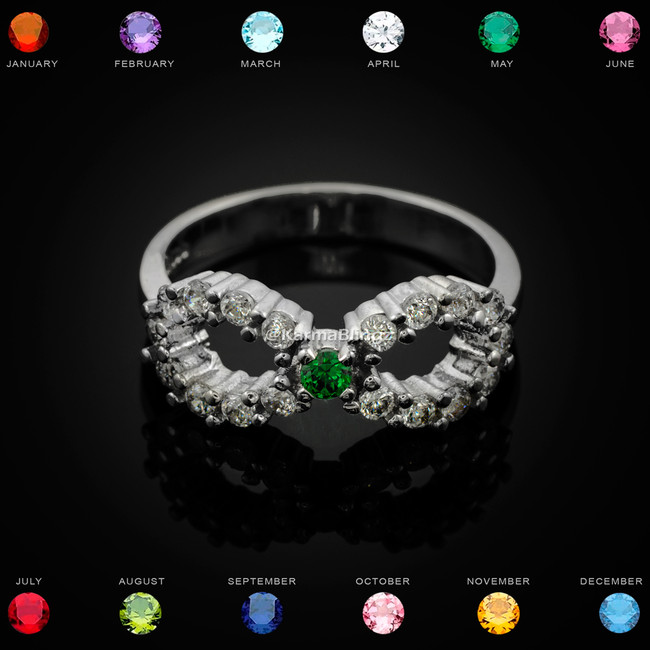 Sterling Silver Infinity Birthstone CZ Ring