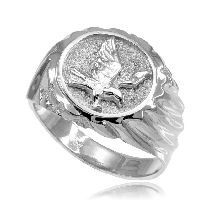 Sterling Silver American Eagle Mens Ring
