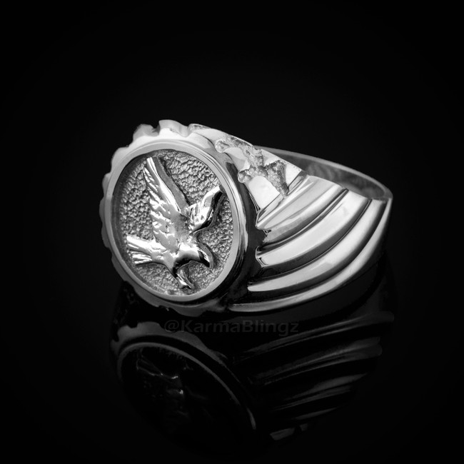 Sterling Silver American Eagle Mens Ring