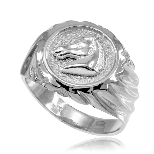 Sterling Silver Horse Head Mens Ring