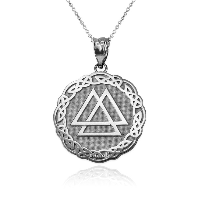 Sterling Silver Celtic Valknut Viking Warriors Pendant Necklace