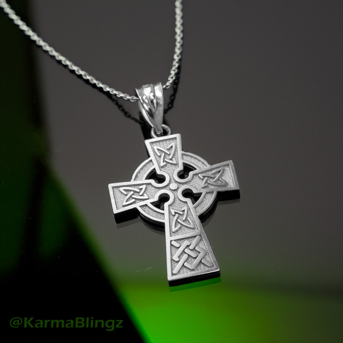 Celtic Cross Charm Necklace in Sterling Silver