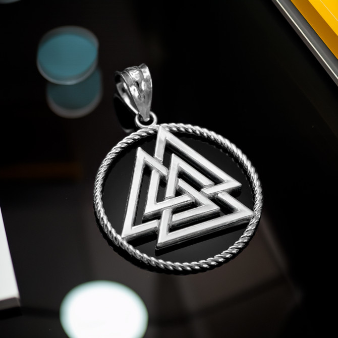 Sterling Silver Openwork Viking Valknut Pendant Necklace