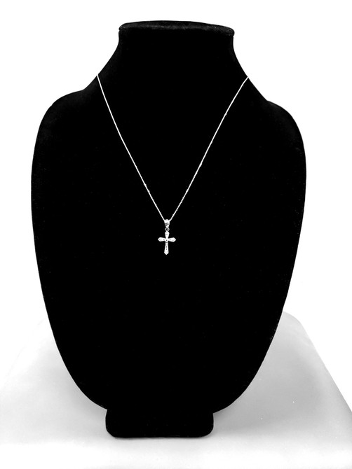 Sterling Silver Crucifix Cross Diamond Charm Necklace