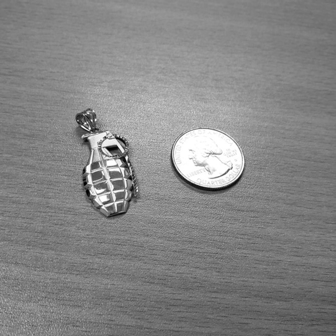 Sterling Silver Grenade Satin DC Pendant Necklace