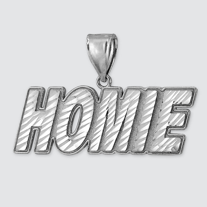 Mens Sterling Silver HOMIE Hip-hop DC Pendant