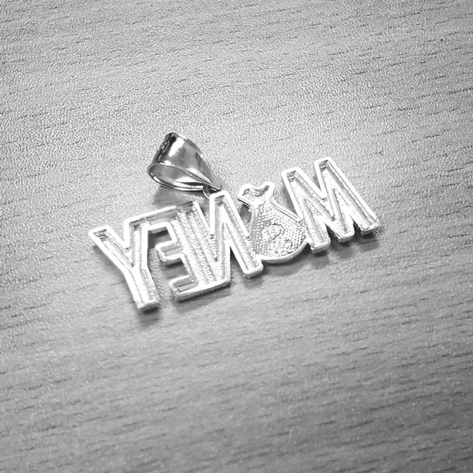 Sterling Silver Money Bag Cash Dollar Hip-Hop DC Pendant