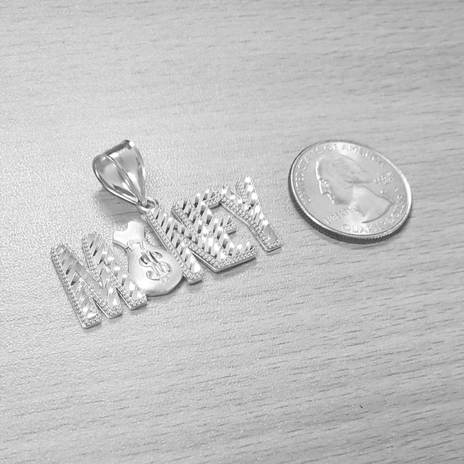 Sterling Silver Money Bag Cash Dollar Hip-Hop DC Pendant