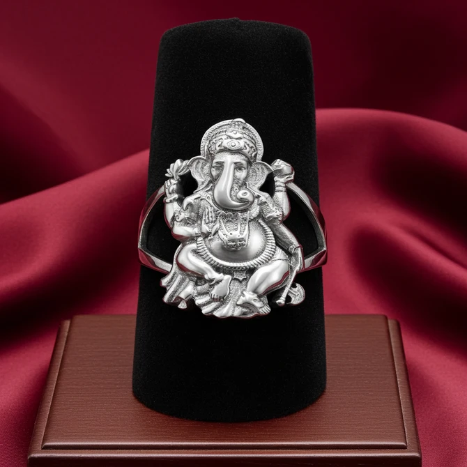 Sterling Silver Ganesha Elephant God Yoga Ganpati Statement Ring