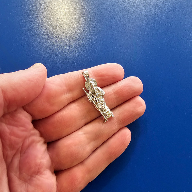 Sterling Silver Saint Jude Sparkle-cut Pendant Necklace