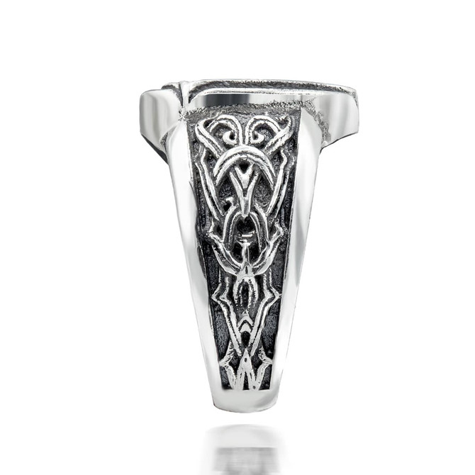 Oxidized Sterling Silver Celtic Triquetra Circle Ring