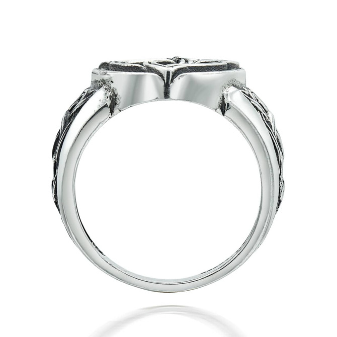 Oxidized Sterling Silver Celtic Triquetra Circle Ring
