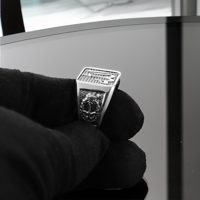Solid Sterling Silver Square Allah Signet Ring Arabic Calligraphy Saudi Kingdom Band