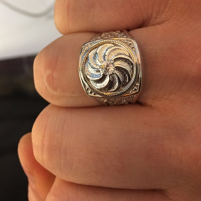 Polished Silver Armenian Eternity Khachkar Cross CZ Ring
