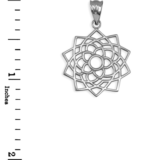 Sterling Silver Sahasrara Lotus Unity Chakra Open Yoga Pendant Necklace