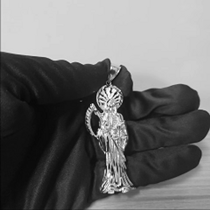 Sterling Silver Santa Muerte Diamond Cut Pendant