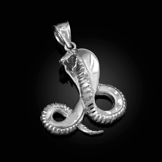 Sterling Silver Cobra Snake Satin DC Pendant