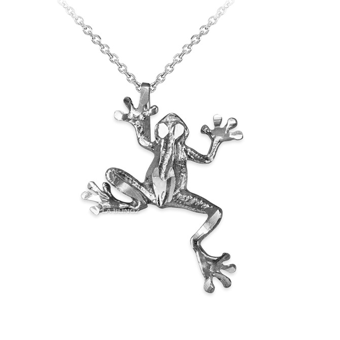 Sterling Silver Frog DC Charm Necklace