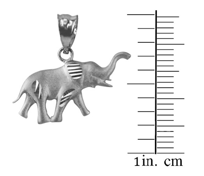 Satin DC Sterling Silver Elephant Charm Necklace