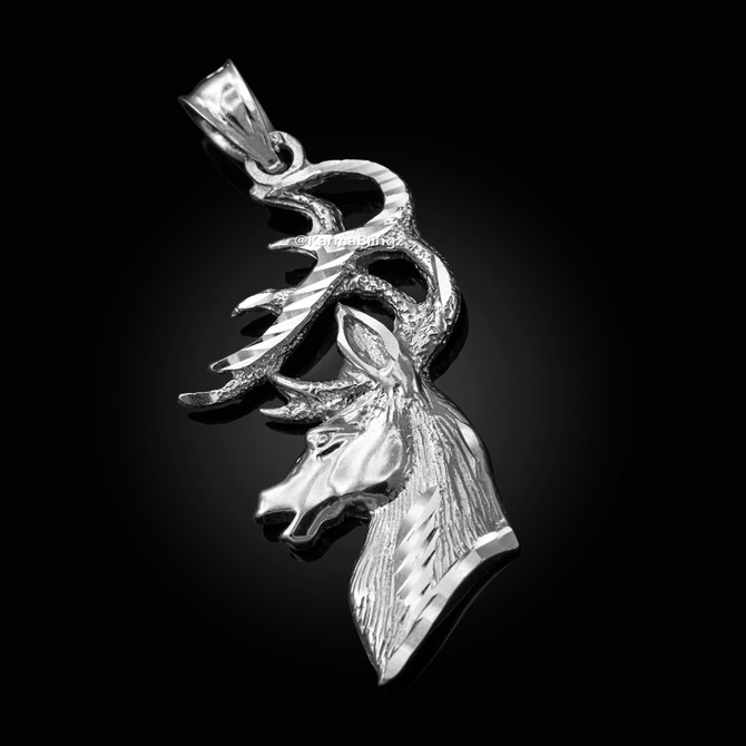 Sterling Silver Deer Buck Head DC Pendant