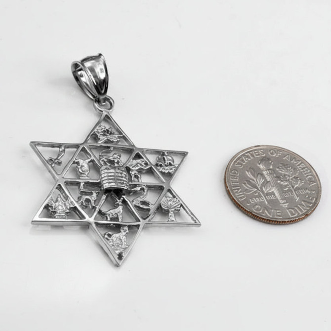 Sterling Silver Star of David 12 Twelve Tribes of Israel Pendant
