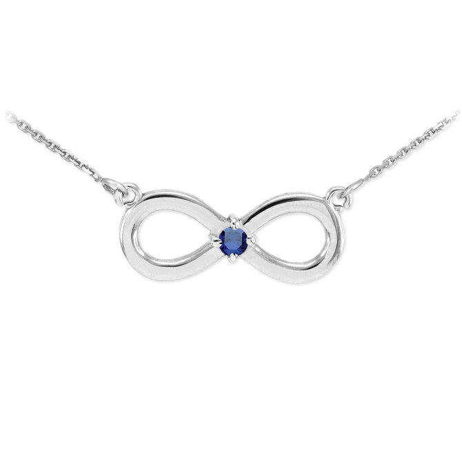 Sterling Silver Infinity Birthstone CZ Necklace