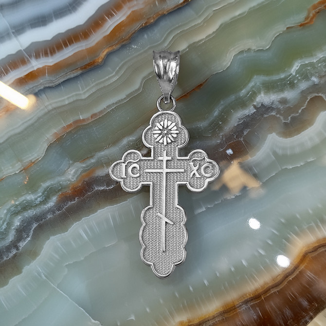 Sterling Silver St Olga Cross Christian Faith Pendant Necklace