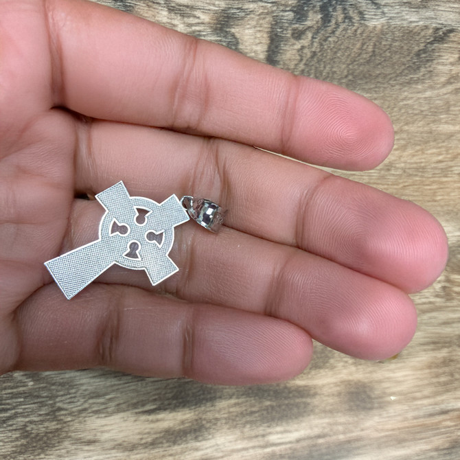Celtic Cross Charm Necklace in Sterling Silver
