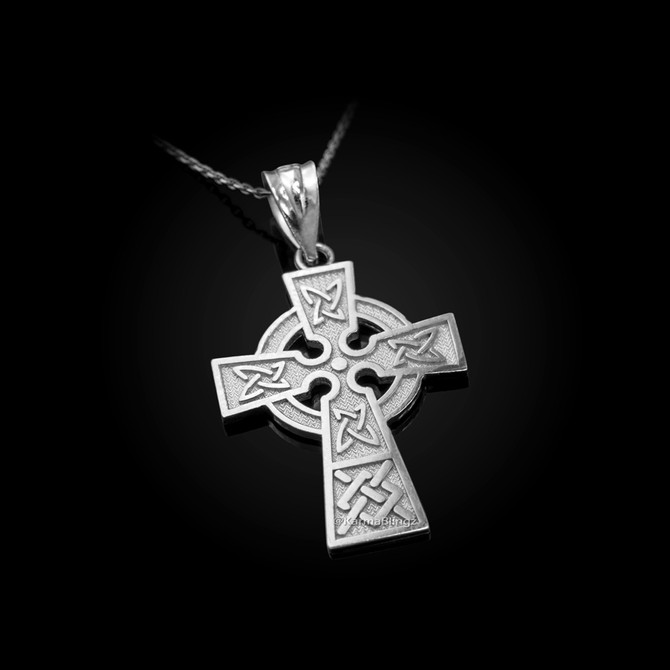 Celtic Cross Charm Necklace in Sterling Silver
