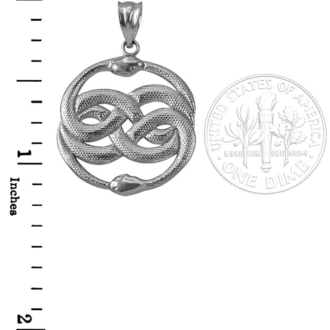 Sterling Silver Double Infinity Ouroboros Snakes Pendant Necklace