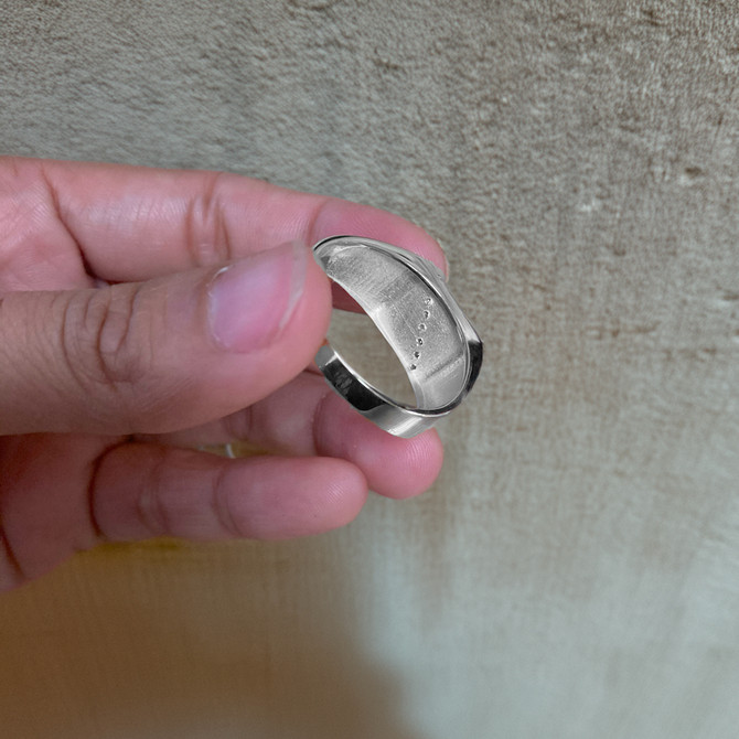 Men's CZ Accent Rectangle Nugget Ring in Sterling Silver