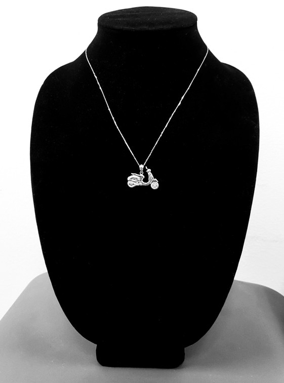 Sterling Silver Vespa Scooter Bike Pendant Necklace