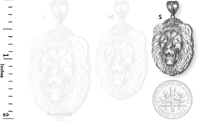 Sterling Silver Lion Face DC Pendant Necklace