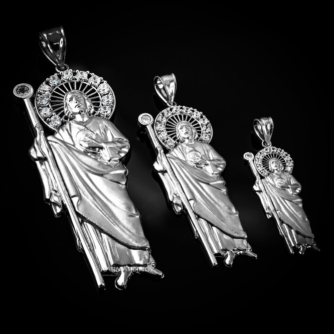 Sterling Silver St. Jude CZ Pendant (S/M/L)