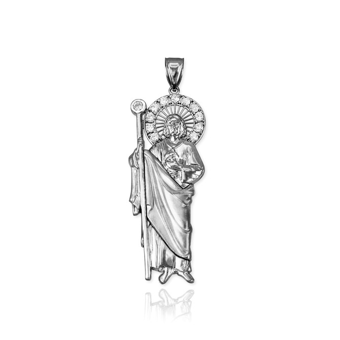 Sterling Silver St. Jude CZ Pendant Necklace
