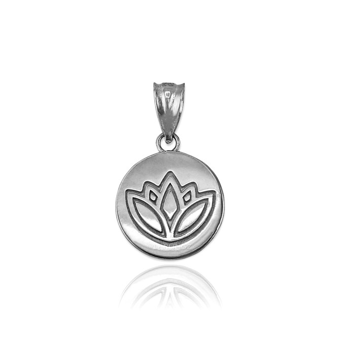 Sterling Silver Lotus Medallion Charm Necklace