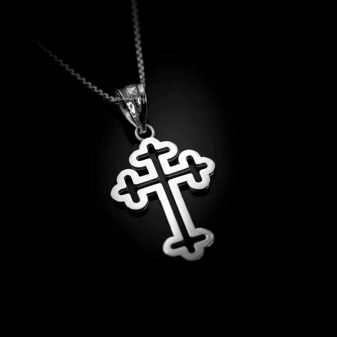 Sterling Silver Christian Apostolic Open Cross Pendant Necklace