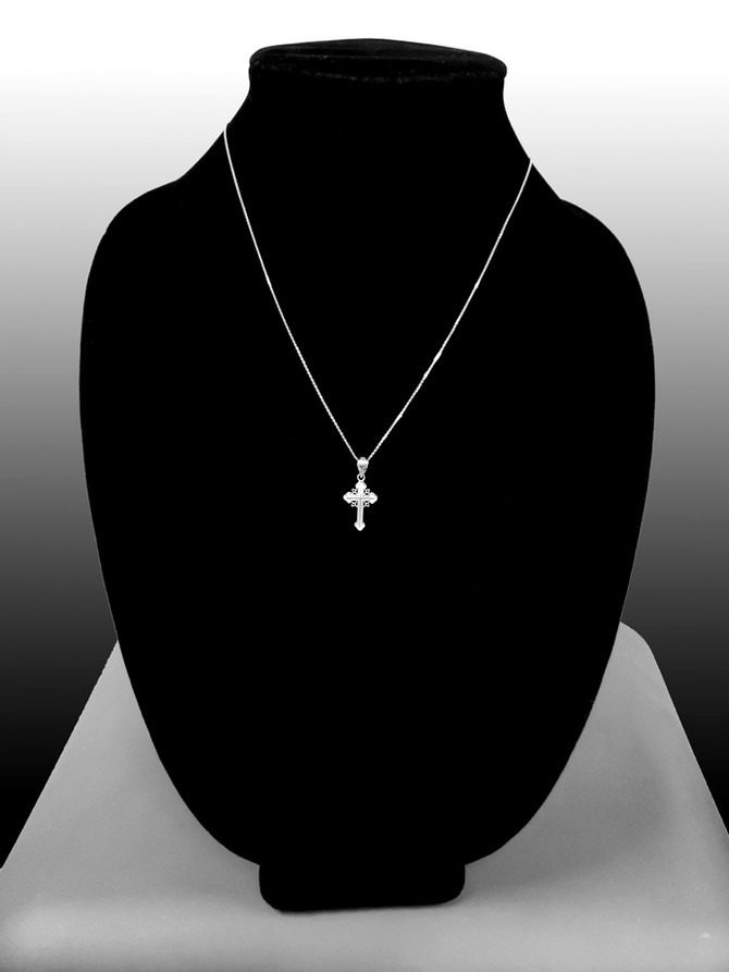 Sterling Silver Filigree Cross Charm Necklace