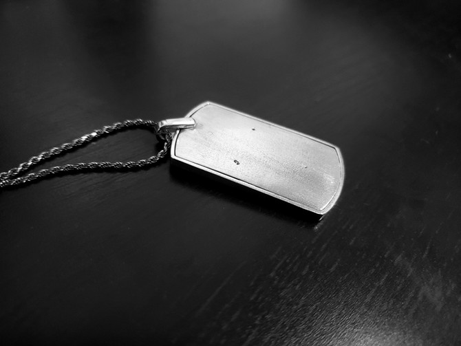 Sterling Silver Eastern Orthodox Cross Dog Tag CZ Pendant Necklace