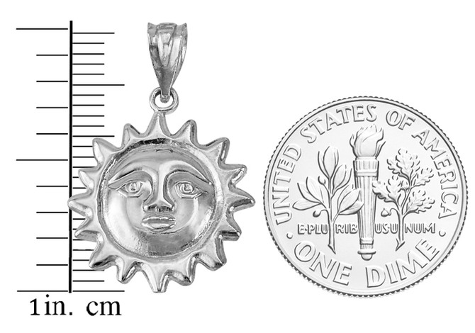 Sterling Silver Sun Face Celestial Pendant Necklace