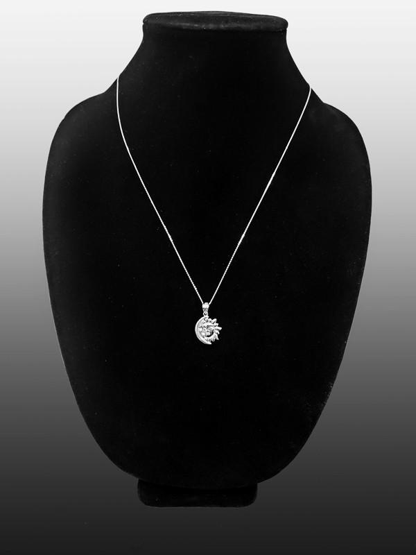 Sterling Silver Moon and Sun Face Celestial Pendant Necklace