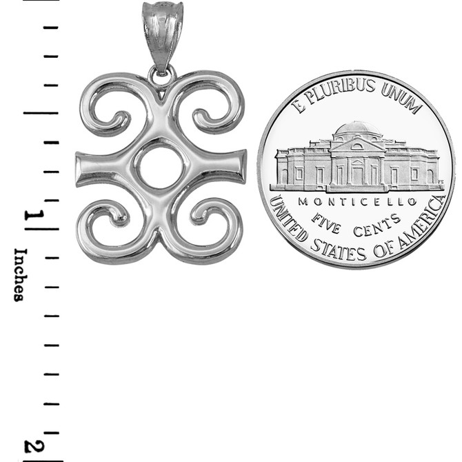 Sterling Silver Adinkra Dwennimmen African Pendant Necklace