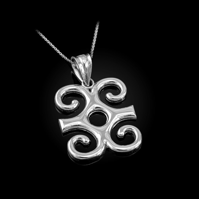 Sterling Silver Adinkra Dwennimmen African Pendant Necklace