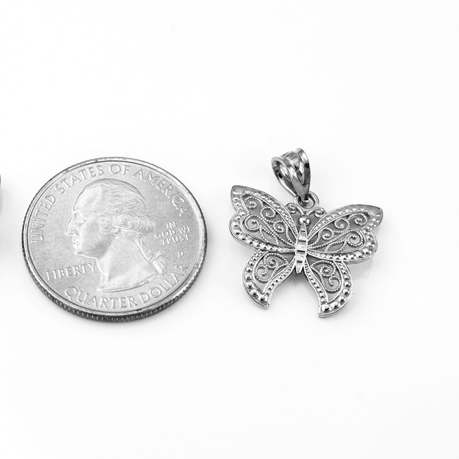 Sterling Silver Filigree Butterfly Charm Necklace
