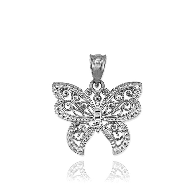 Sterling Silver Filigree Butterfly Charm Necklace