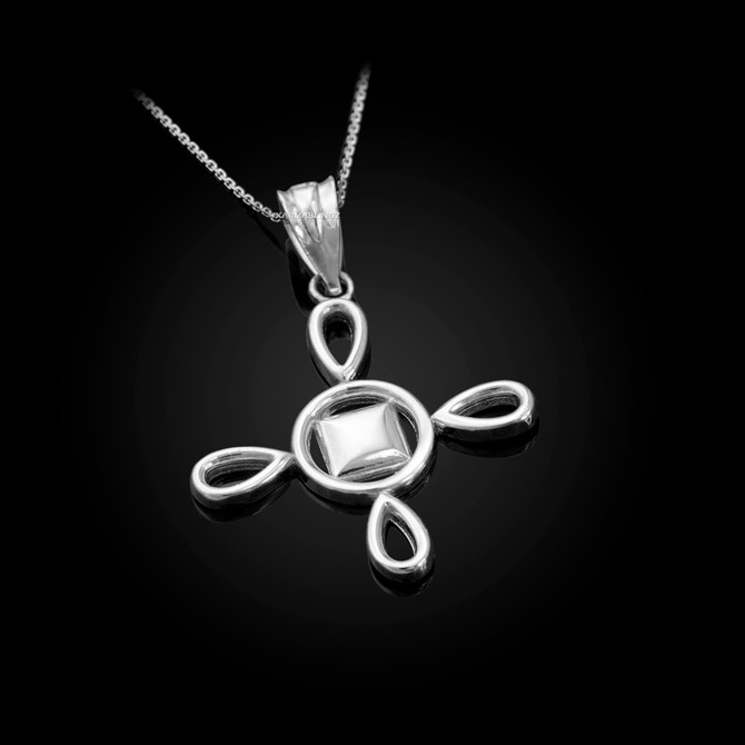 Sterling Silver Adinkra SunSum African Pendant Necklace