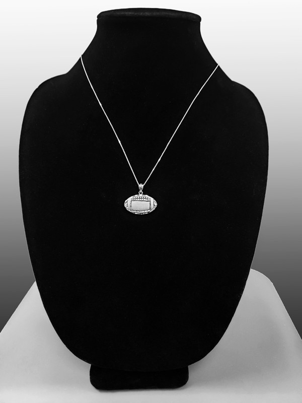 Satin DC Sterling Silver Football Pendant Necklace