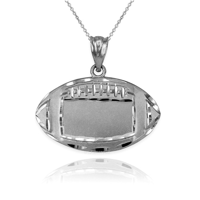 Satin DC Sterling Silver Football Pendant Necklace